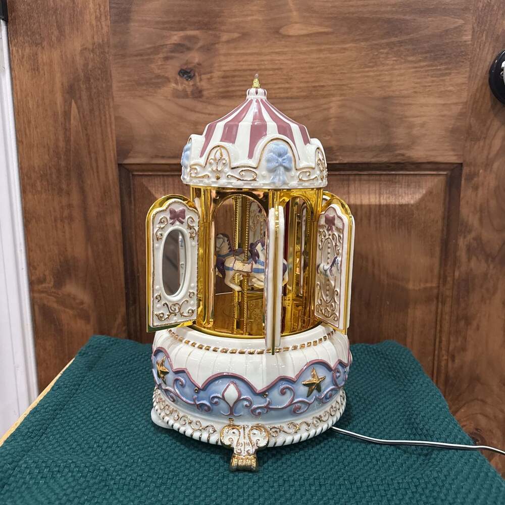 Musical Carousel Figurine with Spinning Horses and Lights